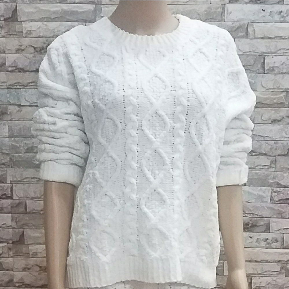 White Cable Knit Sweater